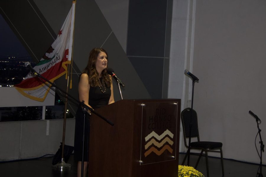 Dr. Marilyn Flores speaking at her instillation ceremony