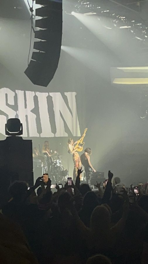 Maneskin performing at the Hollywood Palladium in Los Angeles. 