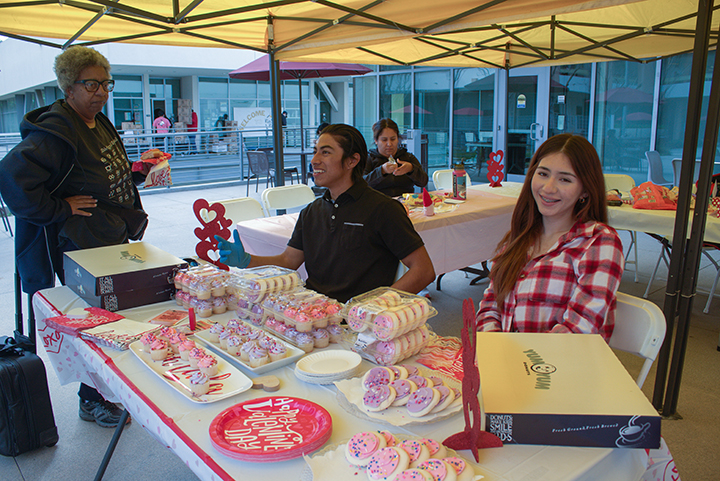 Tuesday Feb.14 Reggie Diaz-Clemente and Pamela Nunez distributed pastries for students at Rio Hondo College upper quad. The event D.I.Y Valentine's Day was hosted by ASRHC.