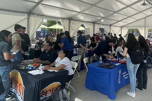 Students and employers at job and internship fair at Rio Hondo College.