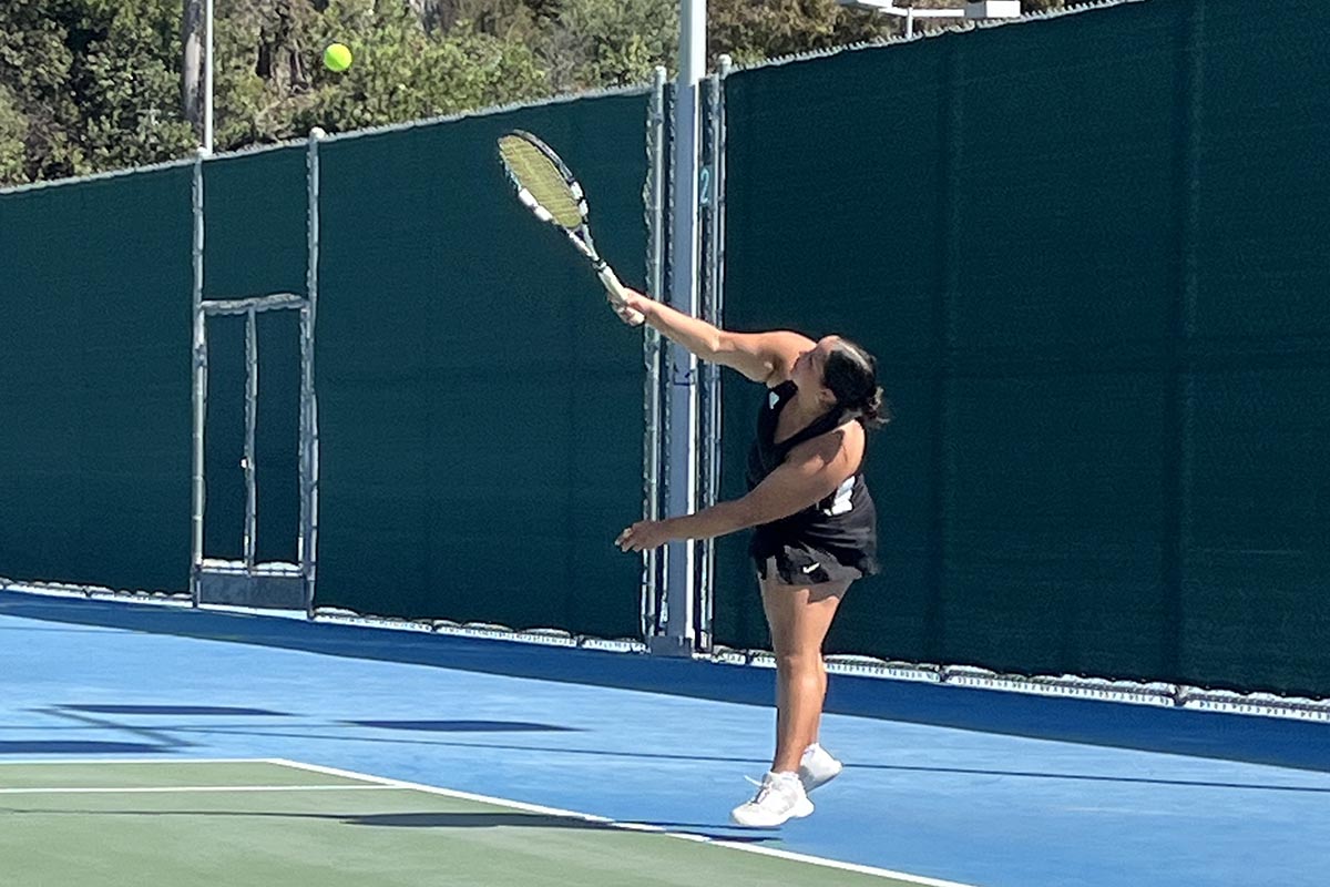 Bethany Rosas, hits the ball during a warm up.