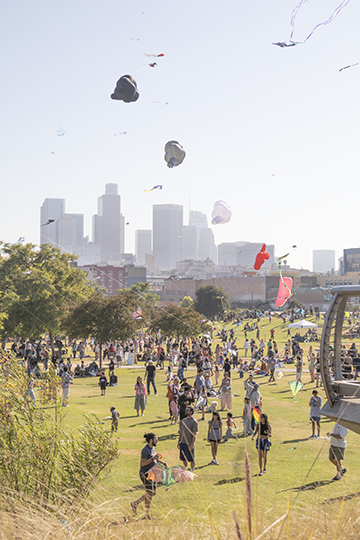 Thousands gather at LA State Historic Park for Clockshop's Kite Festival on Saturday, May 9th, 2026.